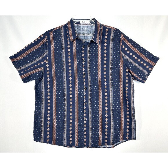 VATPAVE Men's XL Navy Floral Hawaiian Short Sleeve Button Down Beach Shirts - Picture 1 of 8